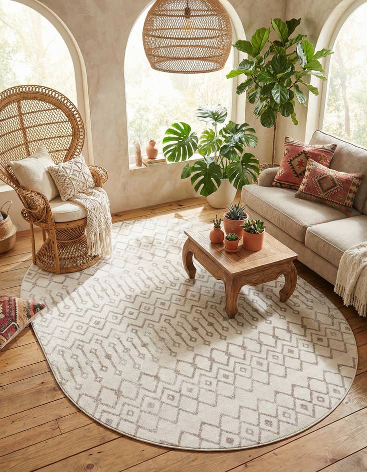 Detail image of  8' x 10' Bohemian Trellis Oval Rug