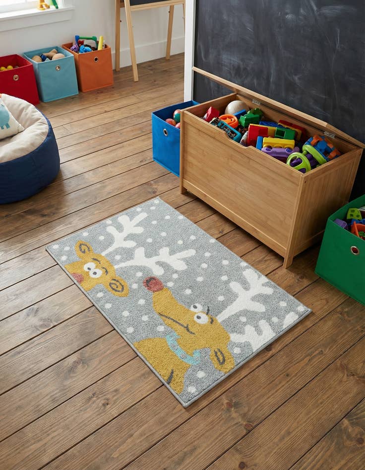 Detail image of 2' 2 x 3' 1 Reindeer Whimsy Kids Rug