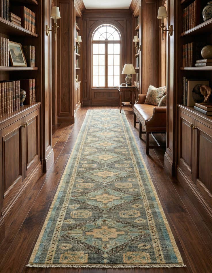 Detail image of 2' 2 x 11' 9 Hand Knotted Oushak Wool Runner Rug