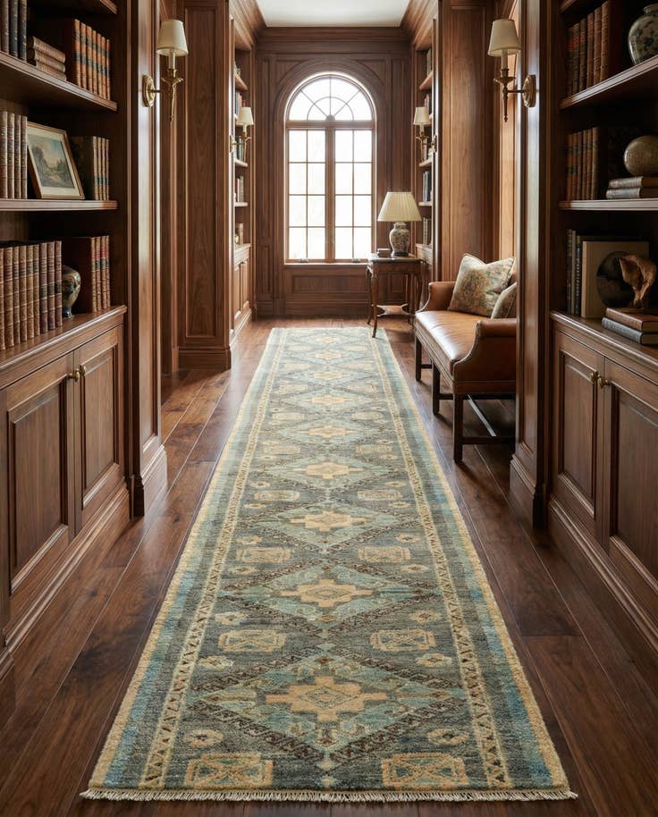 Detail image of 2' 2 x 11' 9 Hand Knotted Oushak Wool Runner Rug