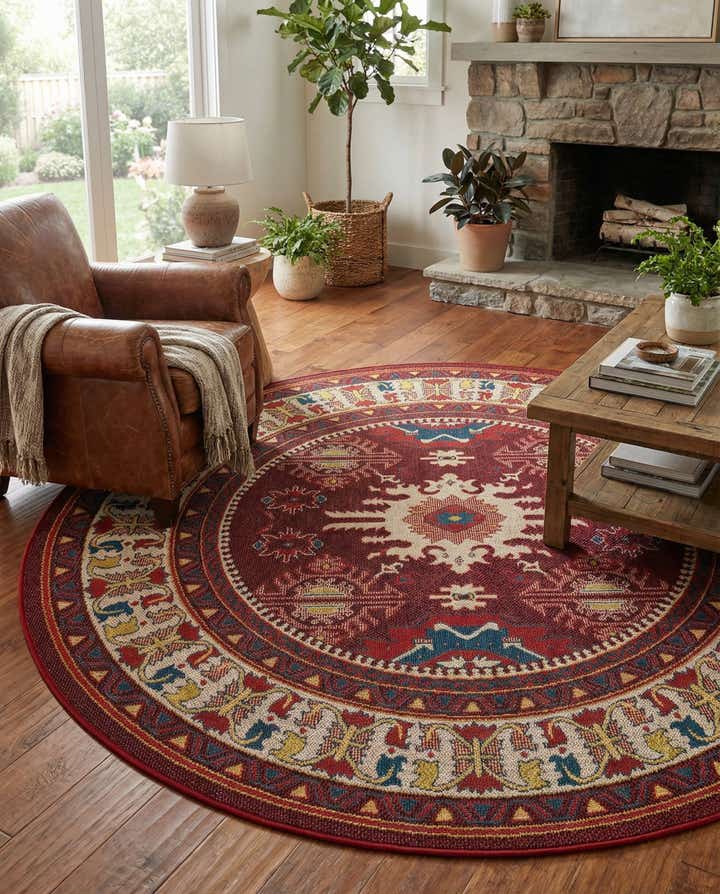 7' 10 x 7' 10 Easy-Clean Baja Indoor / Outdoor Round Rug