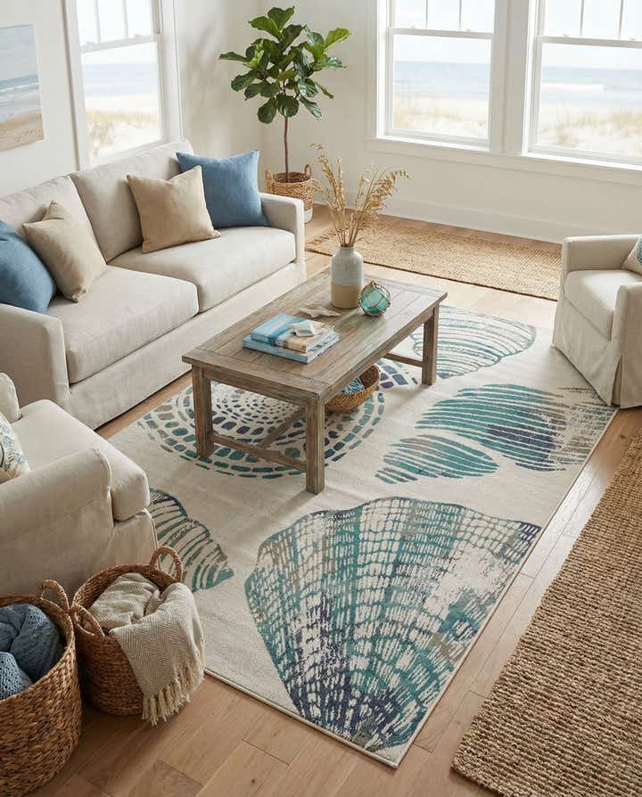 6' x 9' Easy-Clean Coastal Indoor / Outdoor Rug