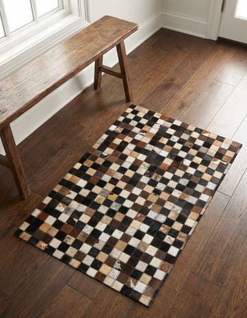 2' x 3' 1 Cowhide Leather Rug