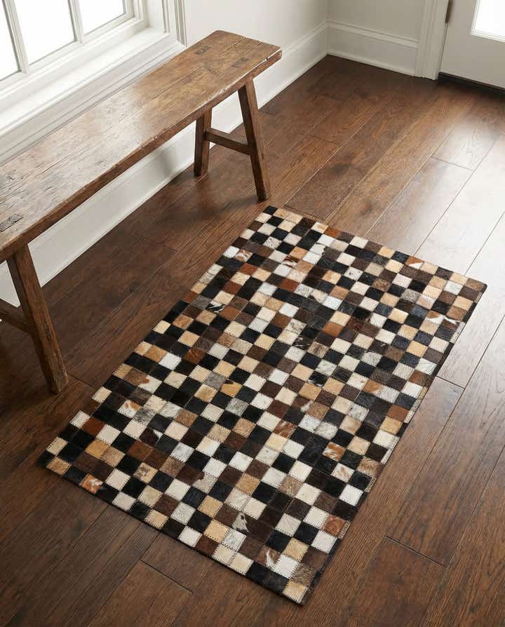 2' x 3' 1 Cowhide Leather Rug