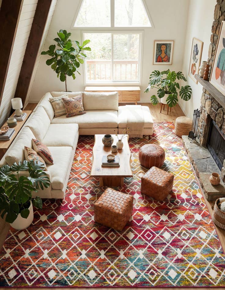 Detail image of 10' 8 x 14' Moroccan Trellis Rug