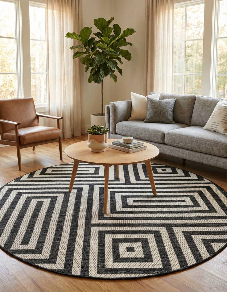 Detail image of 6' x 6' Washable Modern Indoor / Outdoor Round Rug