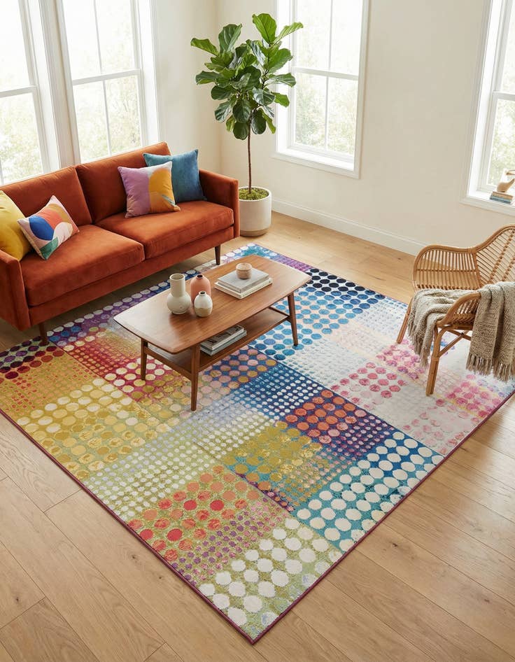 Detail image of 8' x 8' Washable Modern Indoor / Outdoor Square Rug