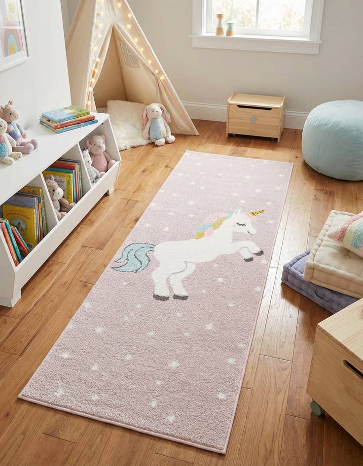 Detail image of 2' 2 x 6' 1 Unicorn Whimsy Kids Runner Rug