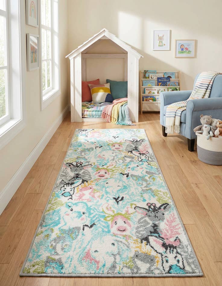 Detail image of 2' 2 x 5' Animals Whimsy Kids Runner Rug