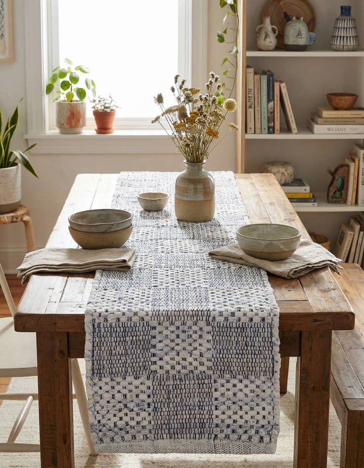 Detail image of 1' 2 x 5' 1  Hand Woven Chindi Cotton Table Runner Rug