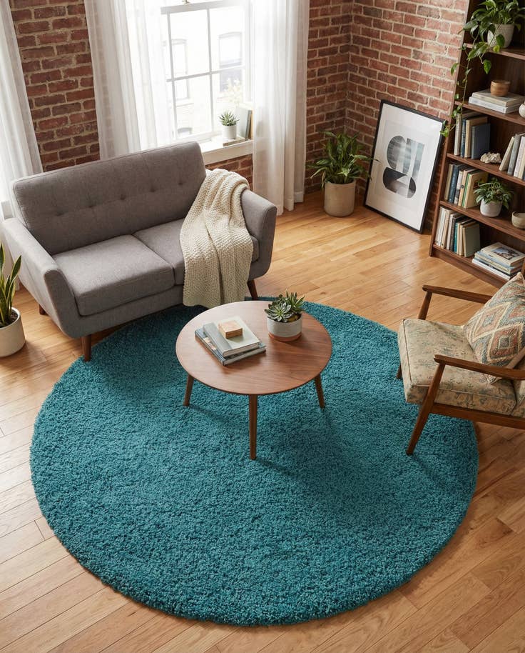 Detail image of 5' 3 x 5' 3 Solid Shag Round Rug