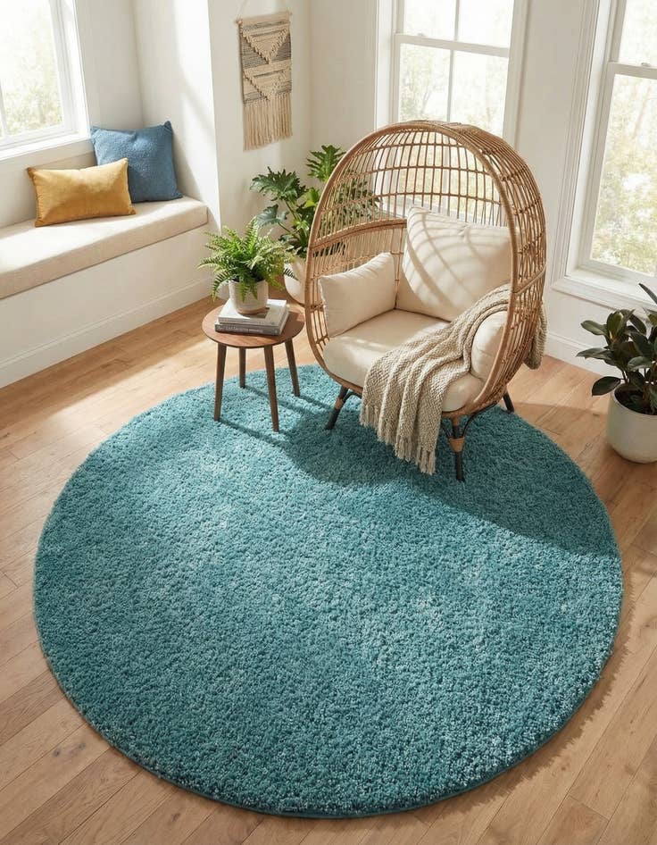 Detail image of  8' x 8' Soft Solid Shag Round Rug