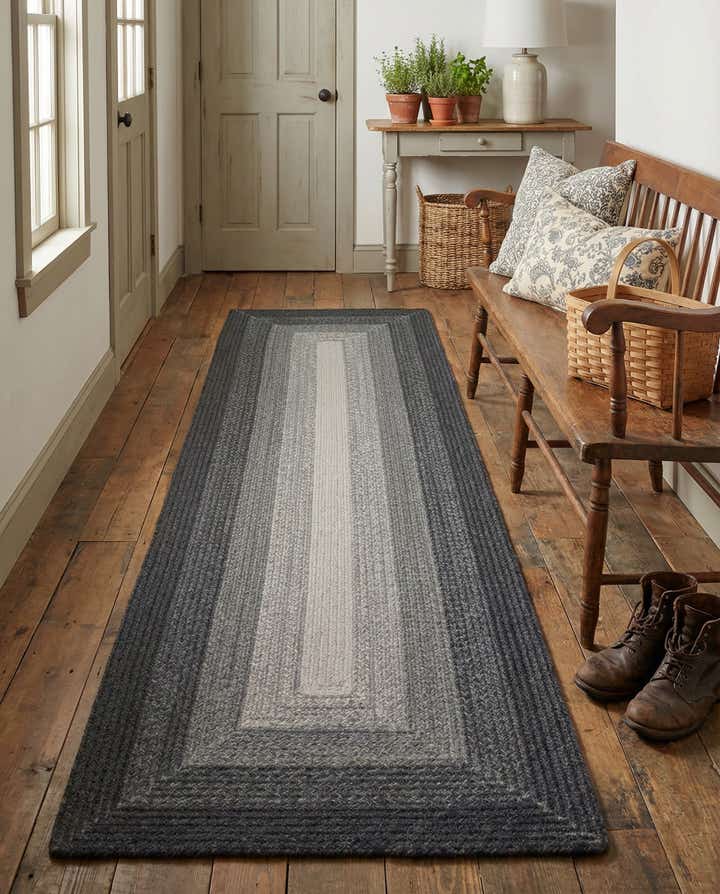 2' 7 x 8' Handmade Hand Braided Wool Runner Rug
