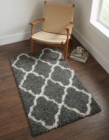 Graphite Gray Trellis Shag Rug