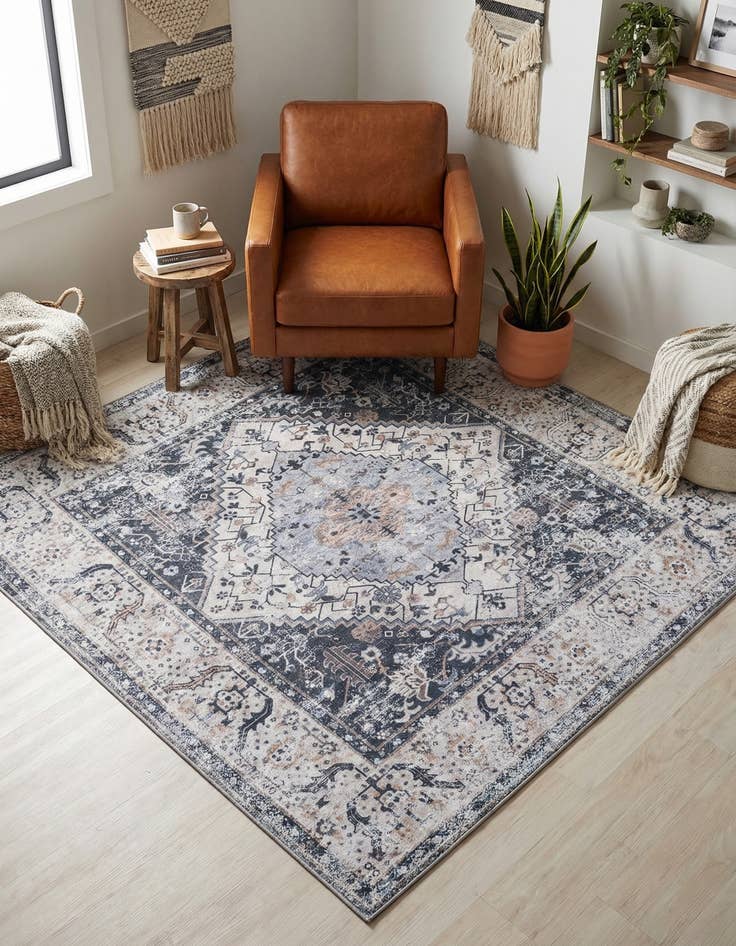 Detail image of 5' x 5' Washable Yara Square Rug