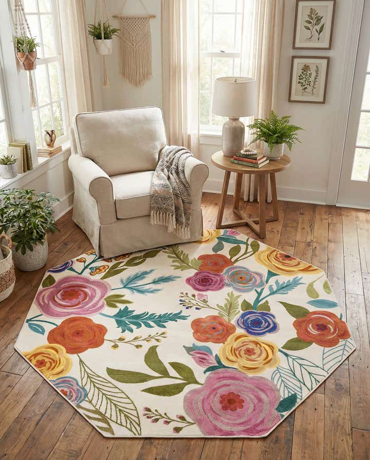 185cm x 185cm Blossom Achthoek Vloerkleed