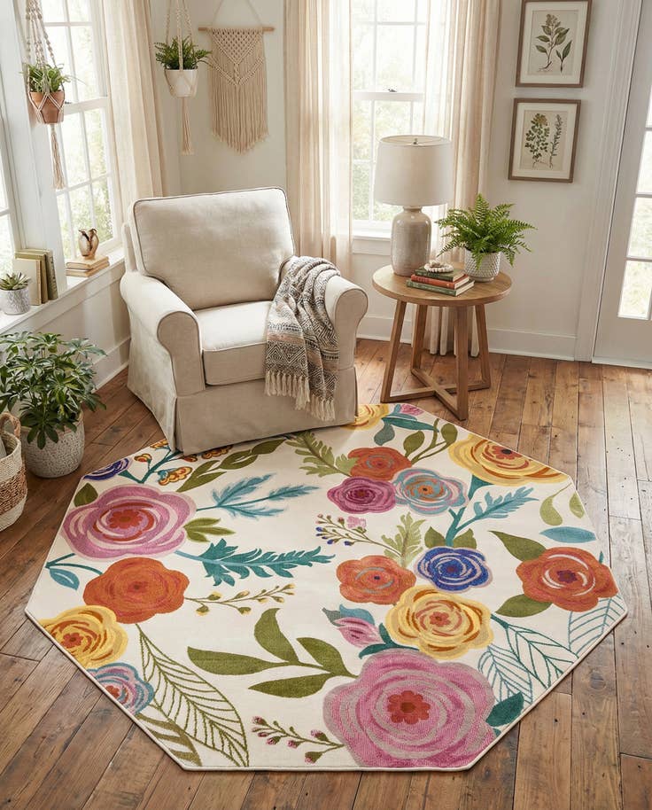 Detailfoto van 185cm x 185cm Blossom Achthoek Vloerkleed