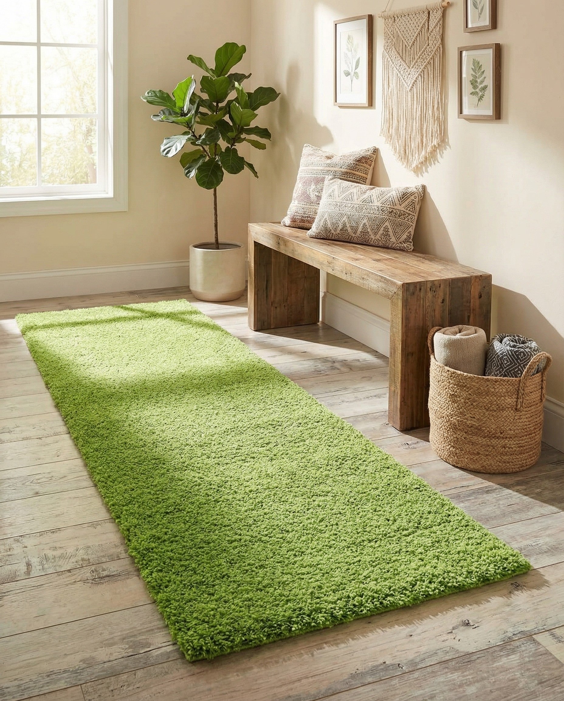2' x 6' 5 Solid Shag Runner Rug