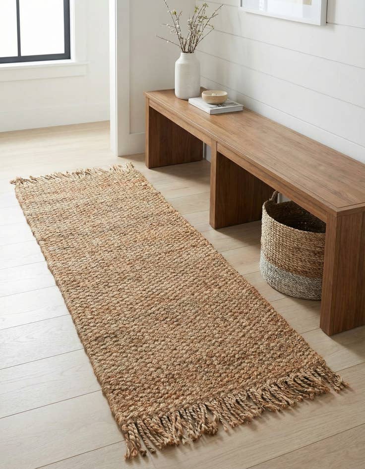Detail image of 2' x 5' 1 Hand Woven Chunky Jute Runner Rug