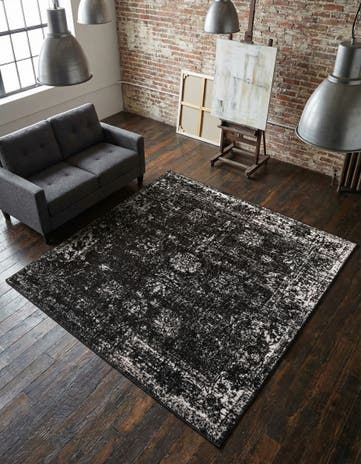 Black Monte Carlo Square Rug