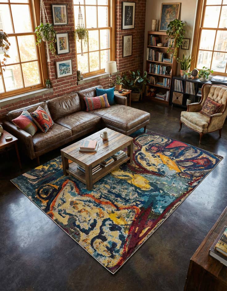 Detail image of 7' 10 x 11'  Washable Haerfest Rug