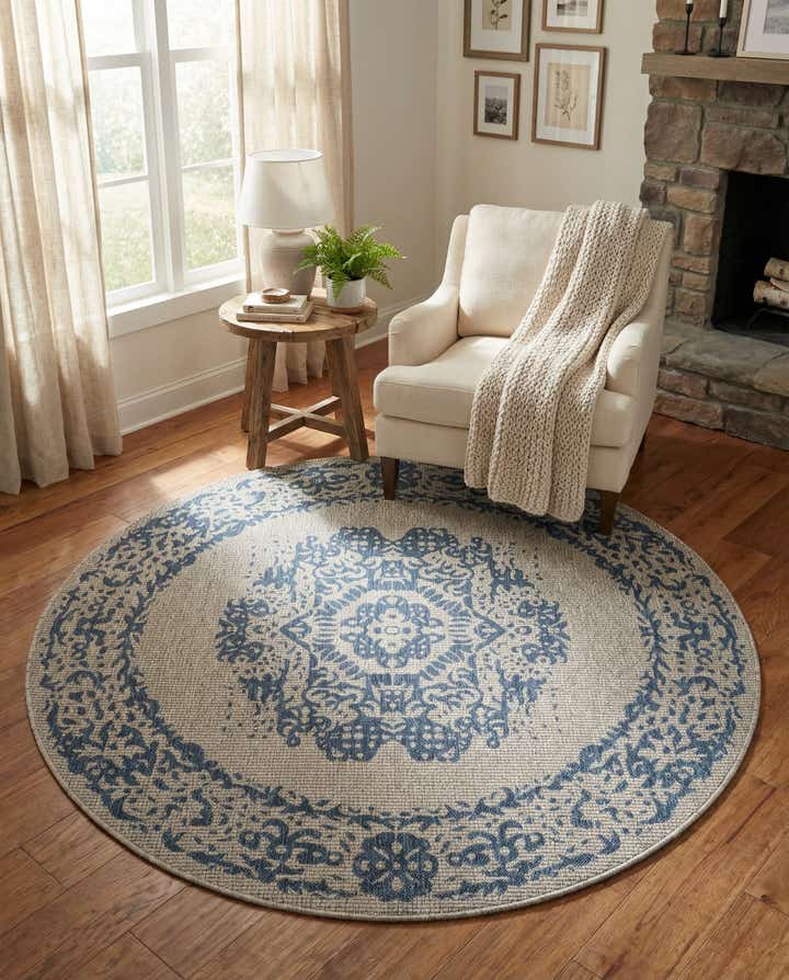 6' x 6' Easy-Clean Traditional Indoor / Outdoor Round Rug