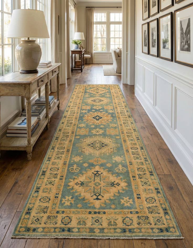 Detail image of 3' 3 x 11' 9 Hand Knotted Oushak Wool Runner Rug