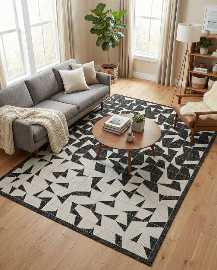 5' 3 x 8' Easy-Clean Modern Indoor / Outdoor Rug