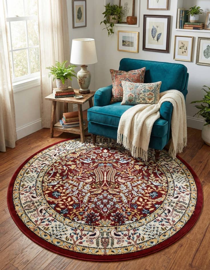 Detail image of 5' 3 x 5' 3 Nain Design Round Rug