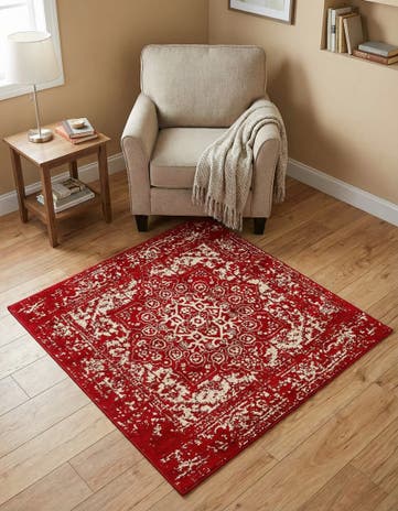 Red Arlington Square Rug