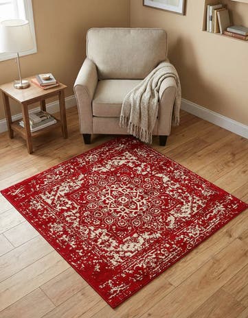 Red Arlington Square Rug
