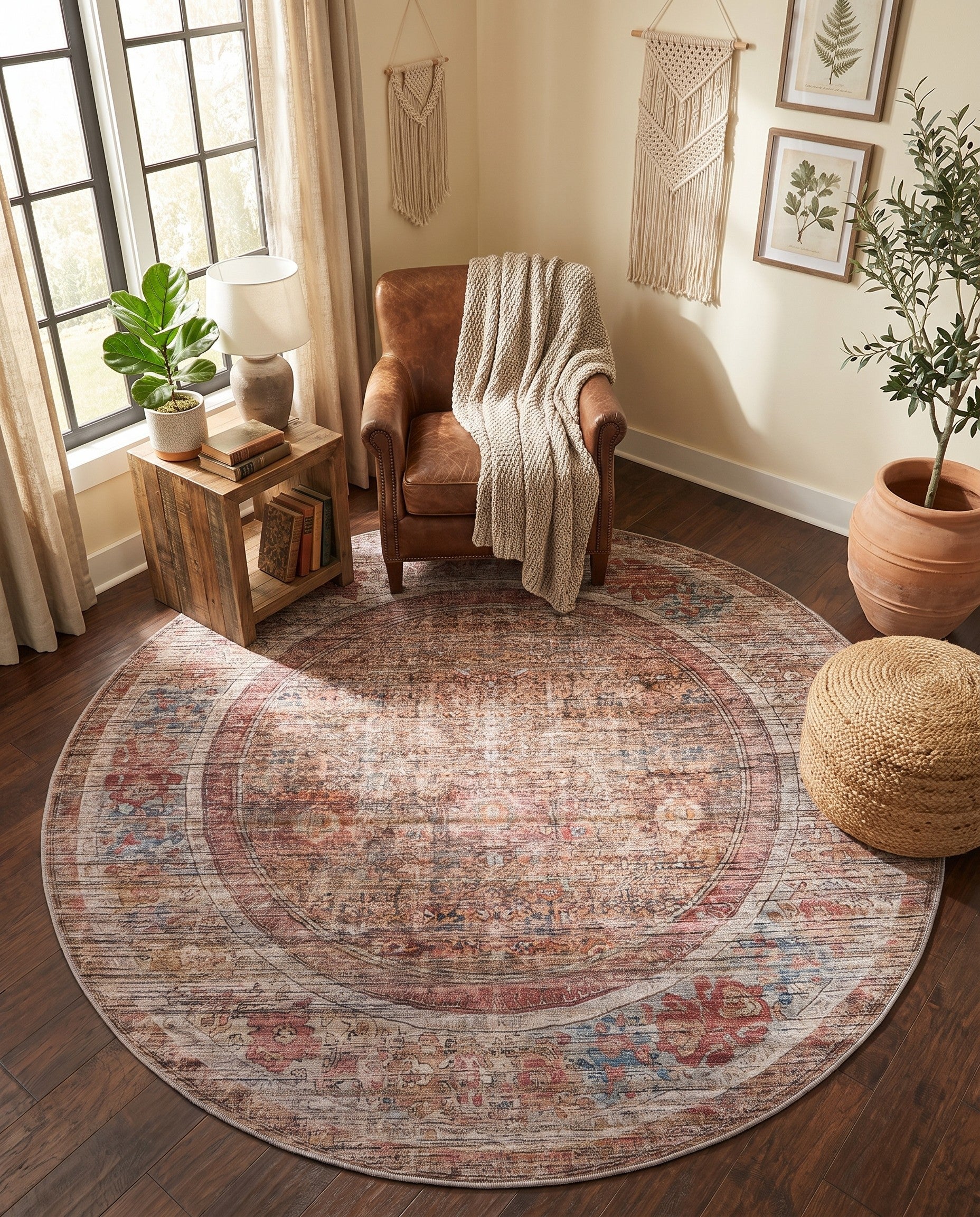 7' 10 x 7' 10 Washable Nostalgia Round Rug