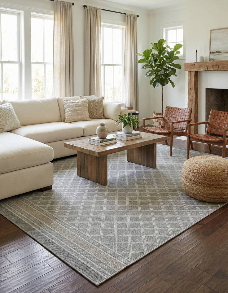 Detail image of 9' x 12' Washable Lattice Indoor / Outdoor Rug