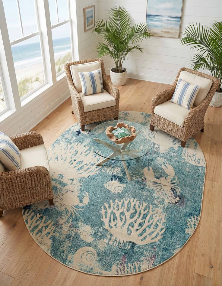 Detail image of 7' 10 x 10'  Washable Capri Oval Rug