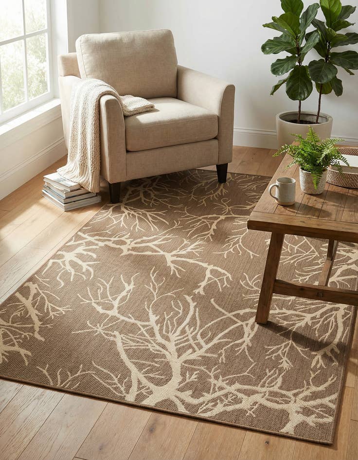 Detail image of 5' x 8' Washable Botanical Indoor / Outdoor Rug