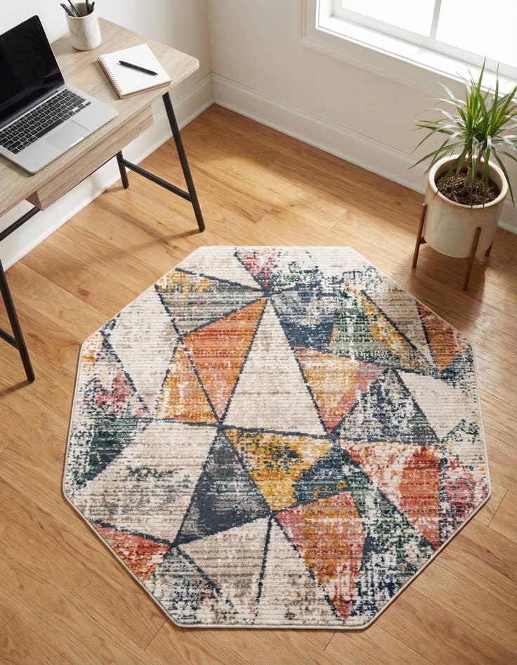 Detail image of  4' x 4' Gemstone Octagon Rug