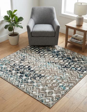 4' x 4' Moroccan Trellis Square Rug