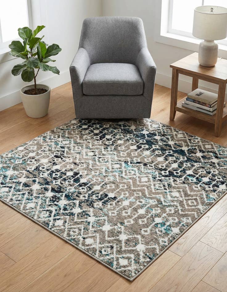 Detail image of 4' x 4' Moroccan Trellis Square Rug