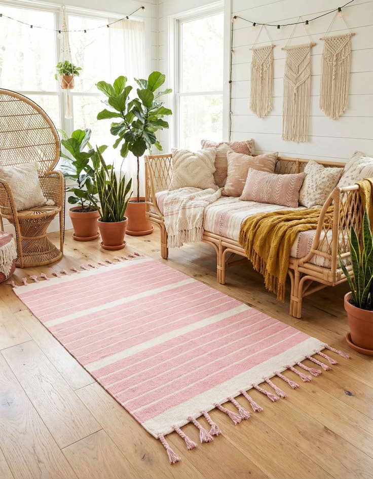 Detail image of 4' 1 x 6' 1  Hand Woven Chindi Cotton Rug