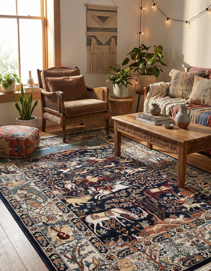 Detail image of 5' 3 x 8' Nain Design Rug