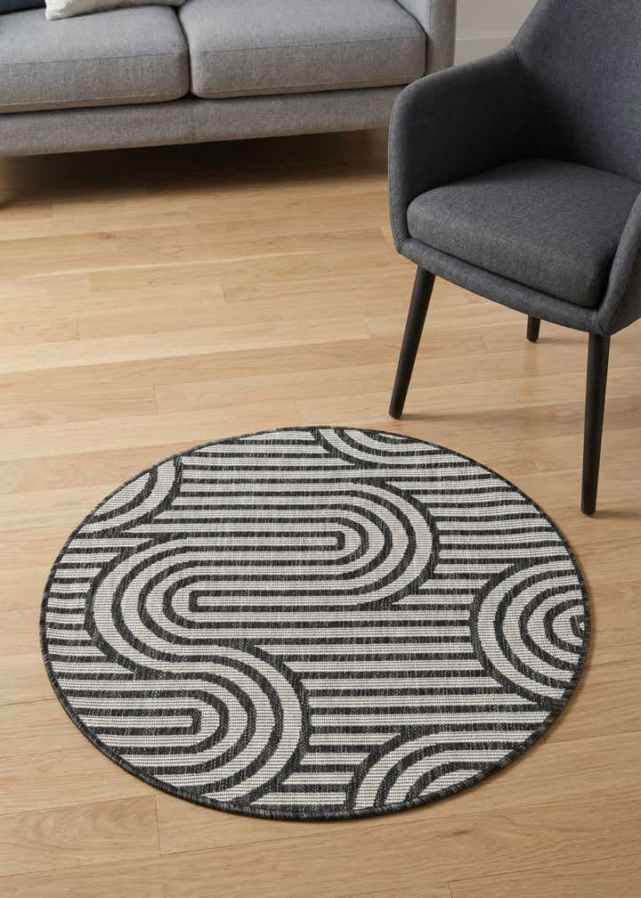 3' x 3' Easy-Clean Modern Indoor / Outdoor Round Rug