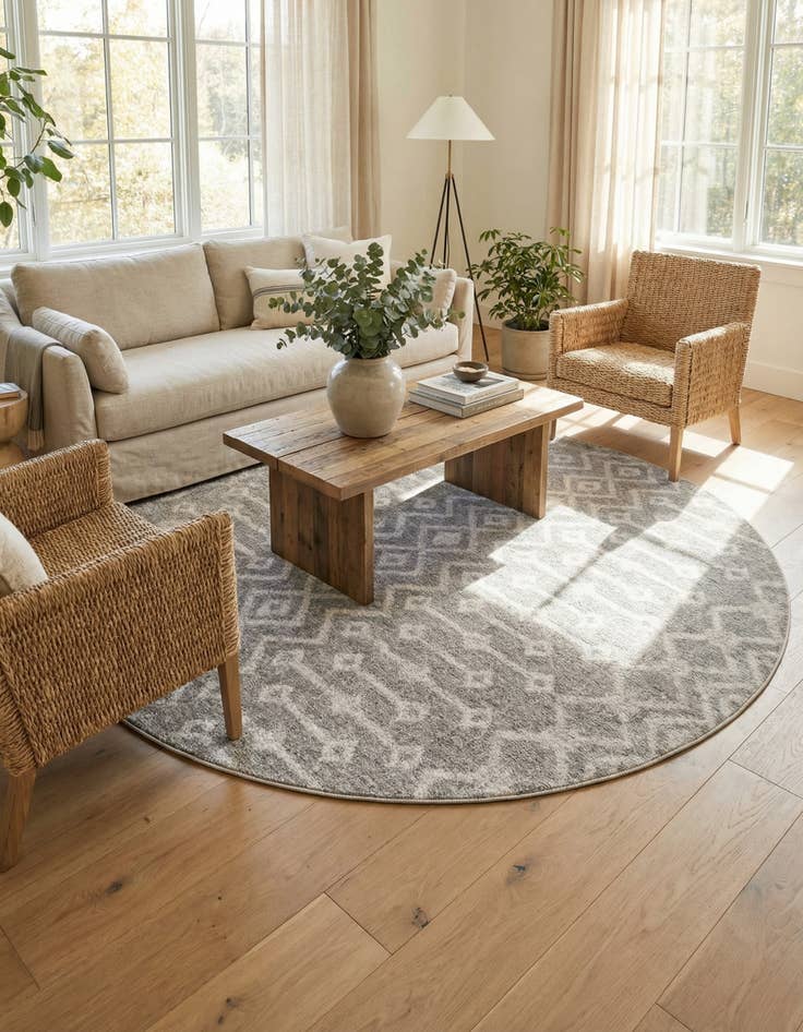 Detail image of 7' x 7' Eco Trellis Round Rug