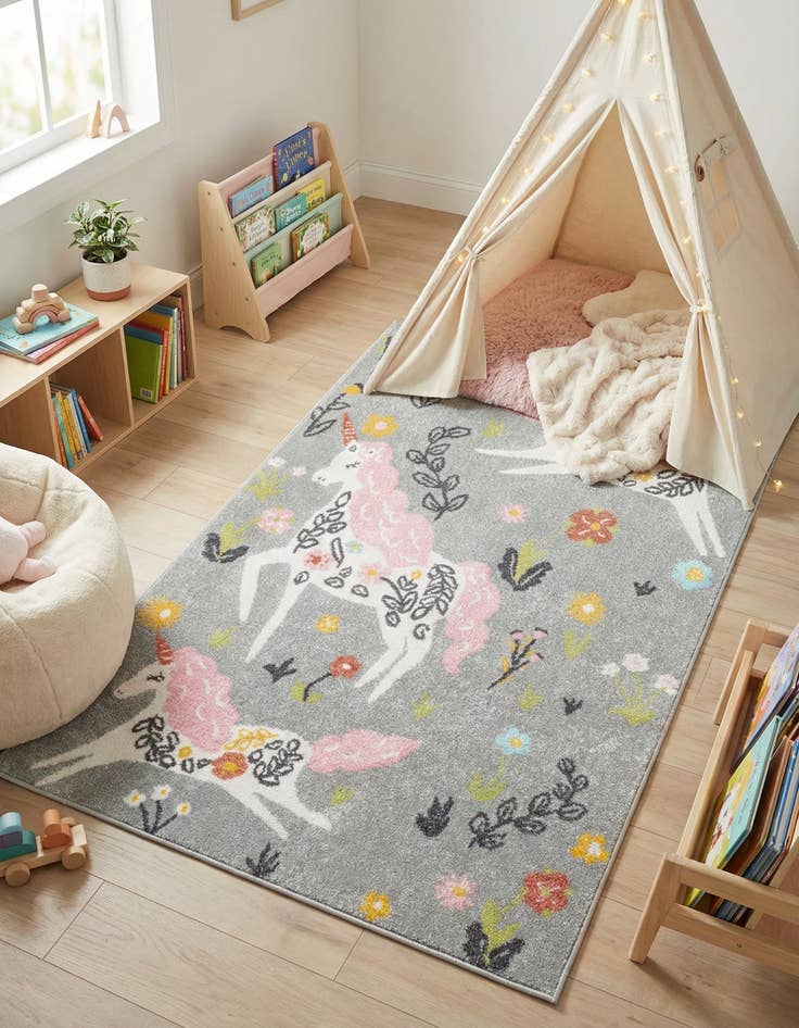 Detail image of 4' x 6' Unicorns Whimsy Kids Rug