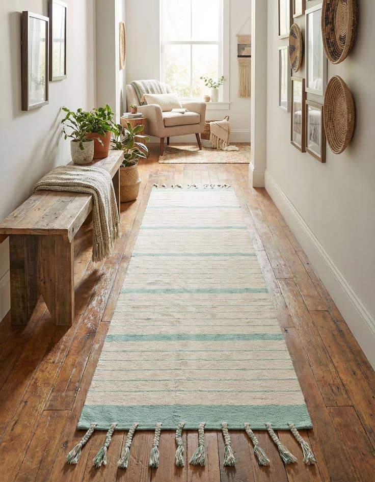 Detail image of 2' 7 x 12'  Hand Woven Chindi Cotton Runner Rug