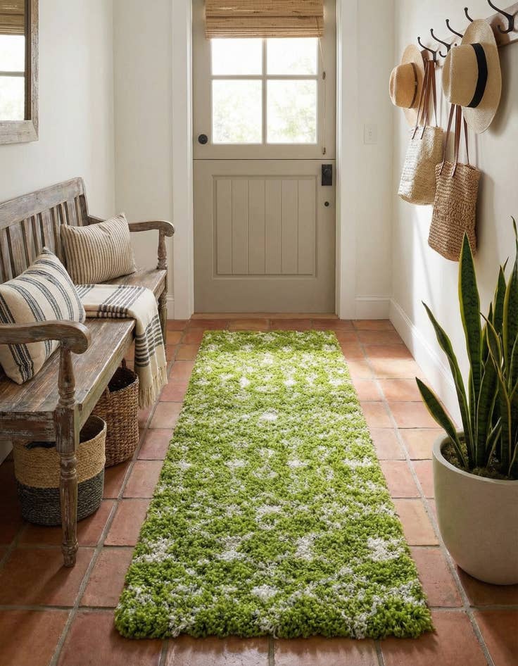 Detail image of 2' x 7' Moroccan Trellis Shag Runner Rug