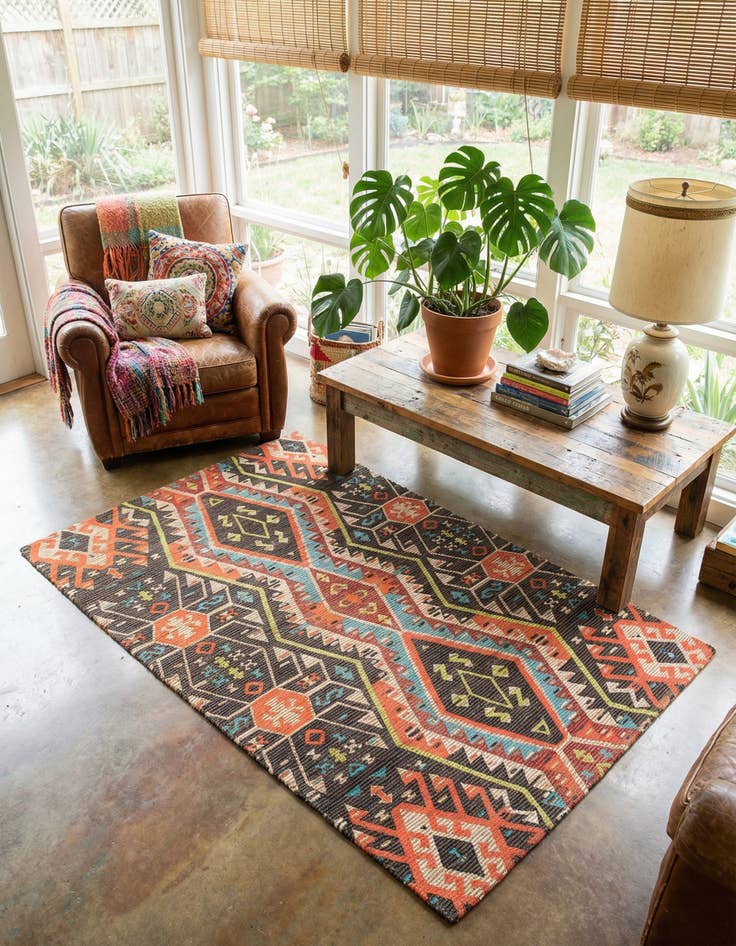 Detail image of 5' 1 x 8' Chenille Jute Rug