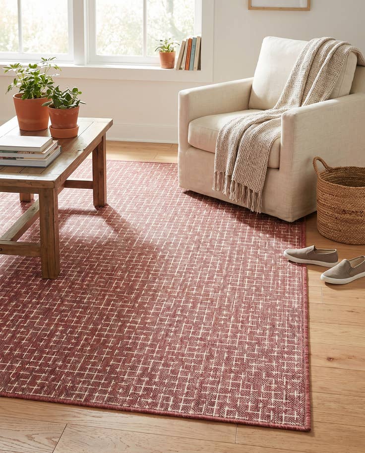 Detail image of 4' x 6' Easy-Clean Checkered Indoor / Outdoor Rug