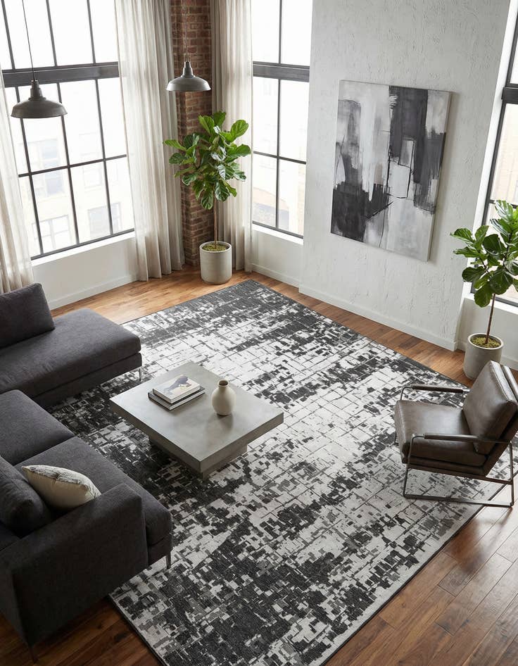 Detail image of 13' x 13' Washable Modern Indoor / Outdoor Square Rug