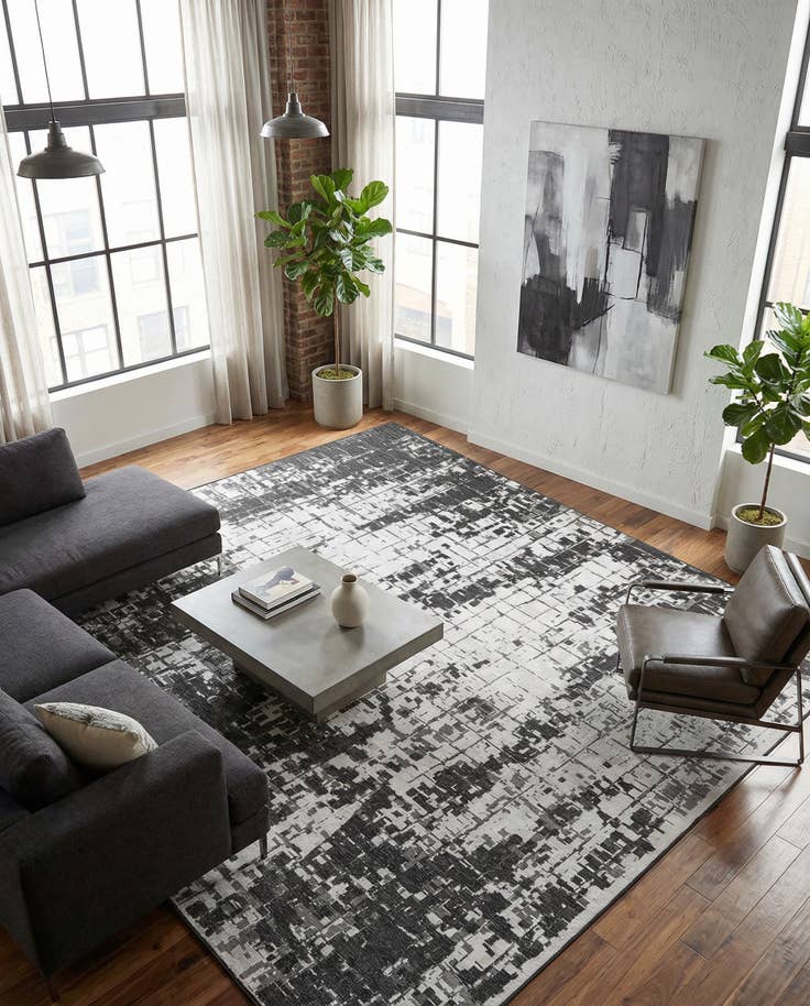 Detail image of 13' x 13' Easy-Clean Modern Indoor / Outdoor Square Rug