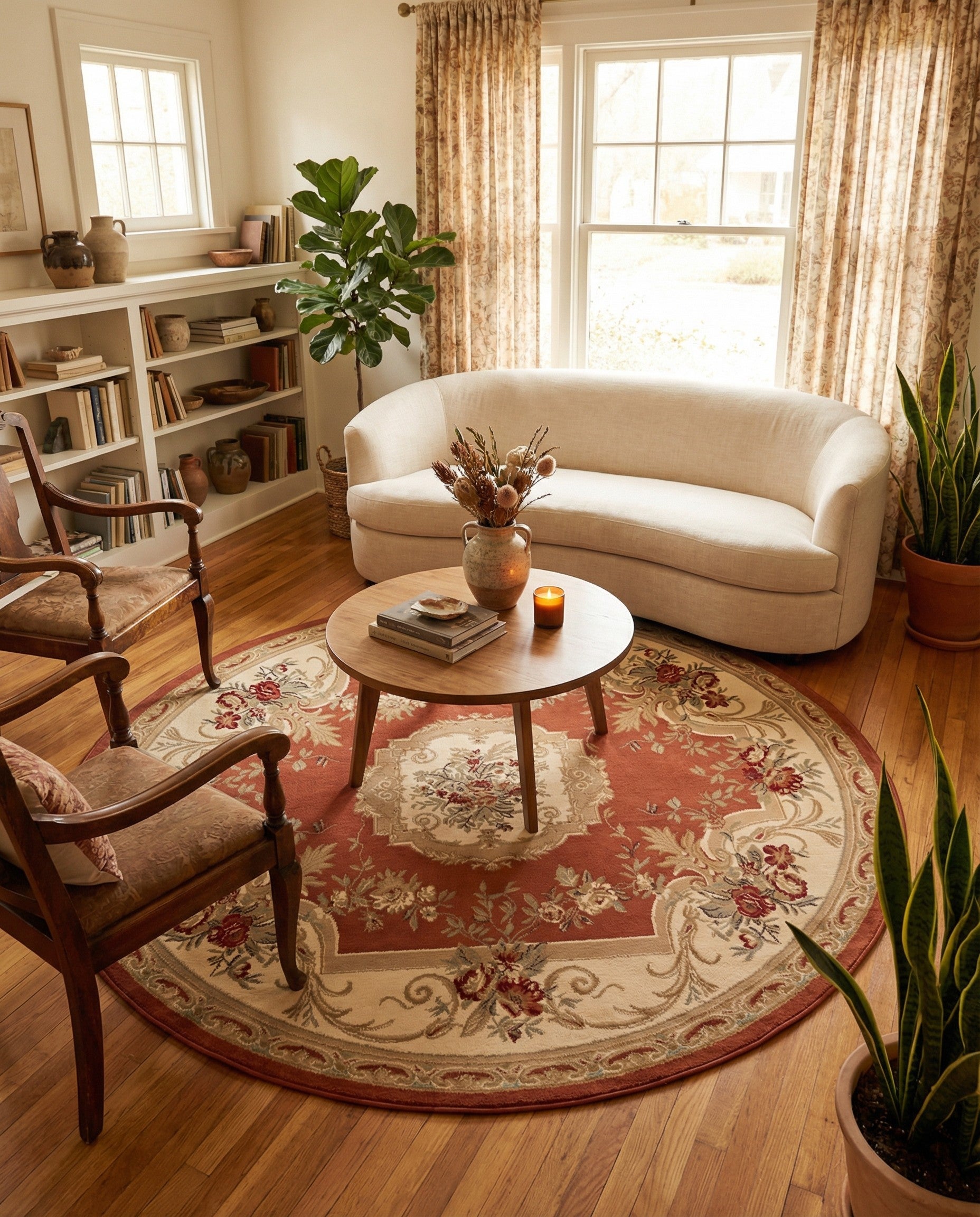 7' 10 x 7' 10 Classic Aubusson Round Rug